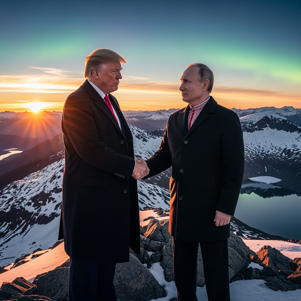 Illustration for: Trump and Putin to Meet in Alaska Summit
