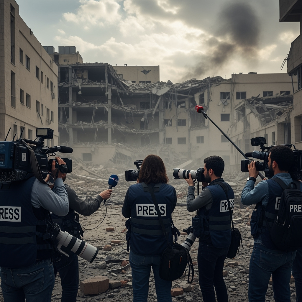 Illustration for: Israeli Strike on Gaza Hospital: Journalists Killed