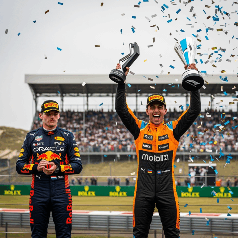 Illustration for: Piastri Triumphs at Dutch GP, Verstappen Second