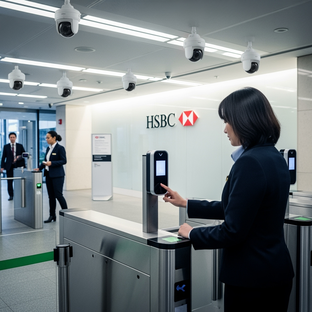 Illustration for: تعزيز مراقبة HSBC للموظفين والمباني بكاميرات وتقنيات بيومترية