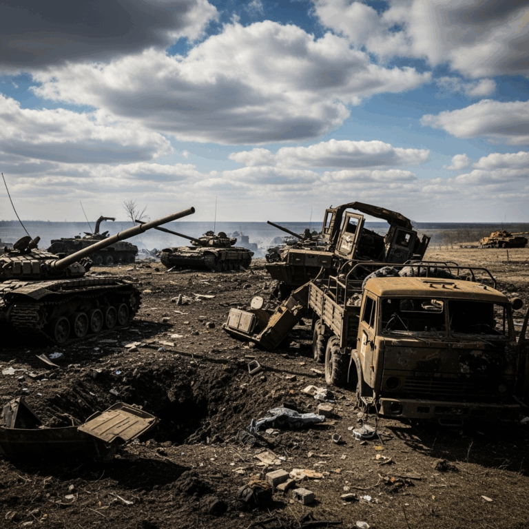 Illustration for: Russian Strikes Destroy Military Vehicles