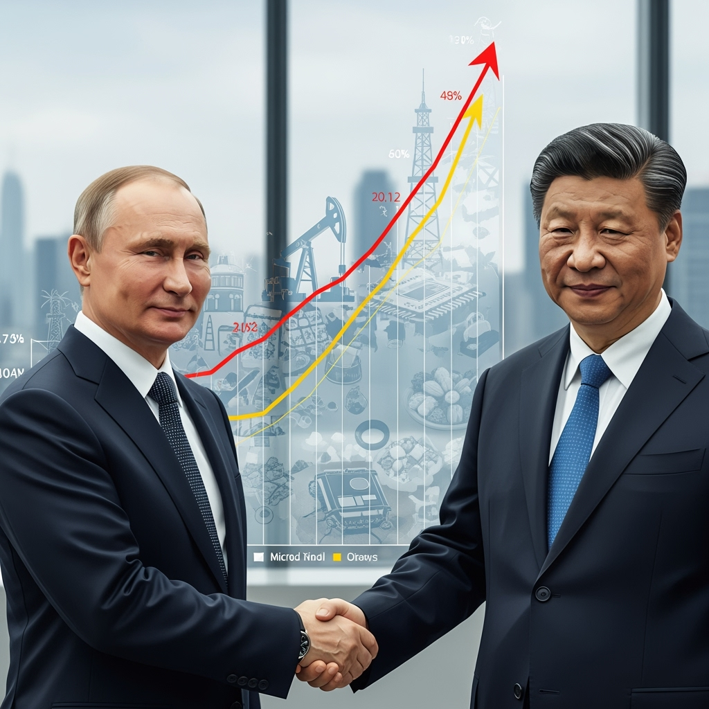 Illustration for: Putin Highlights Growing Russia-China Trade Relations