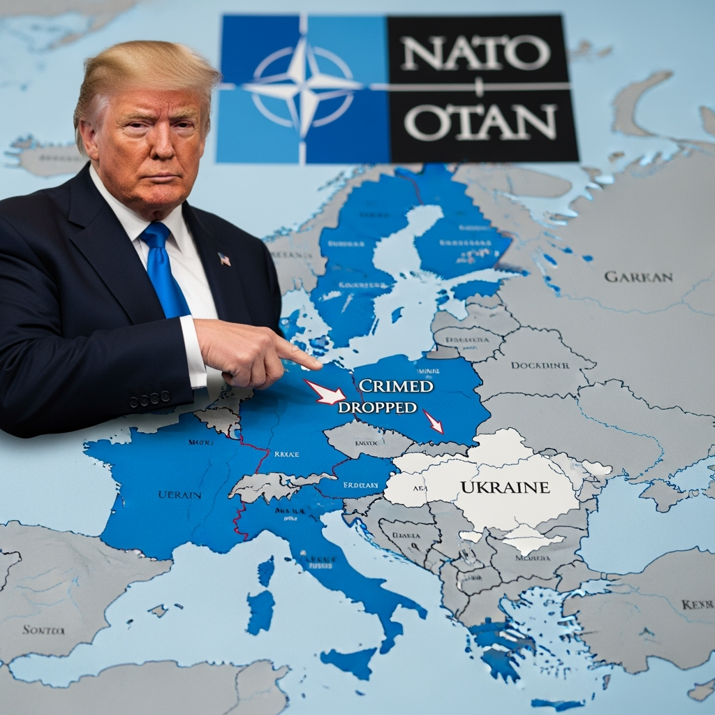 Illustration for: Trump Urges Ukraine to Drop Crimea, NATO Hopes