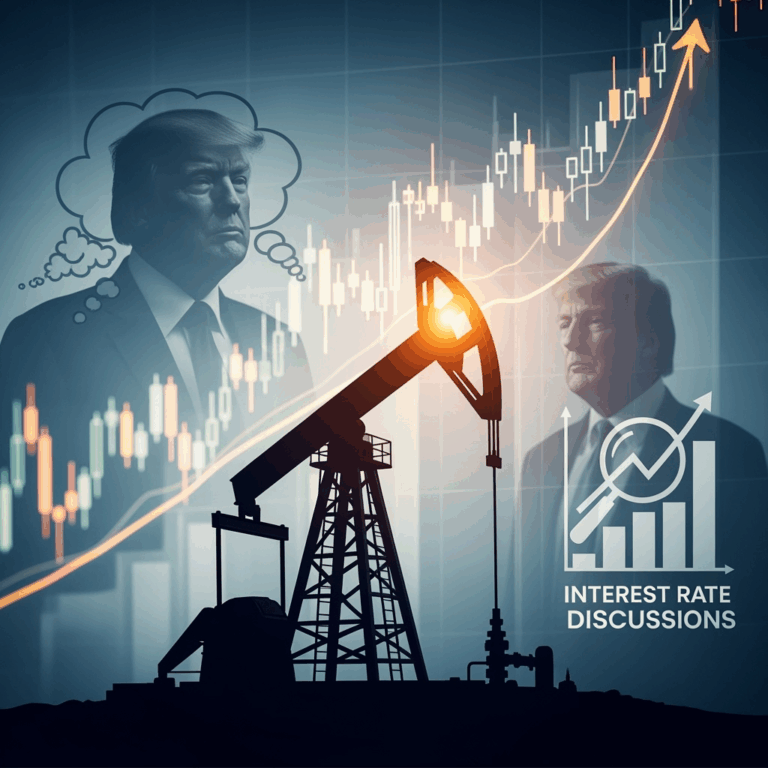 Illustration for: ارتفاع أسعار النفط وسط تحذيرات ترامب ومحادثات الفائدة
