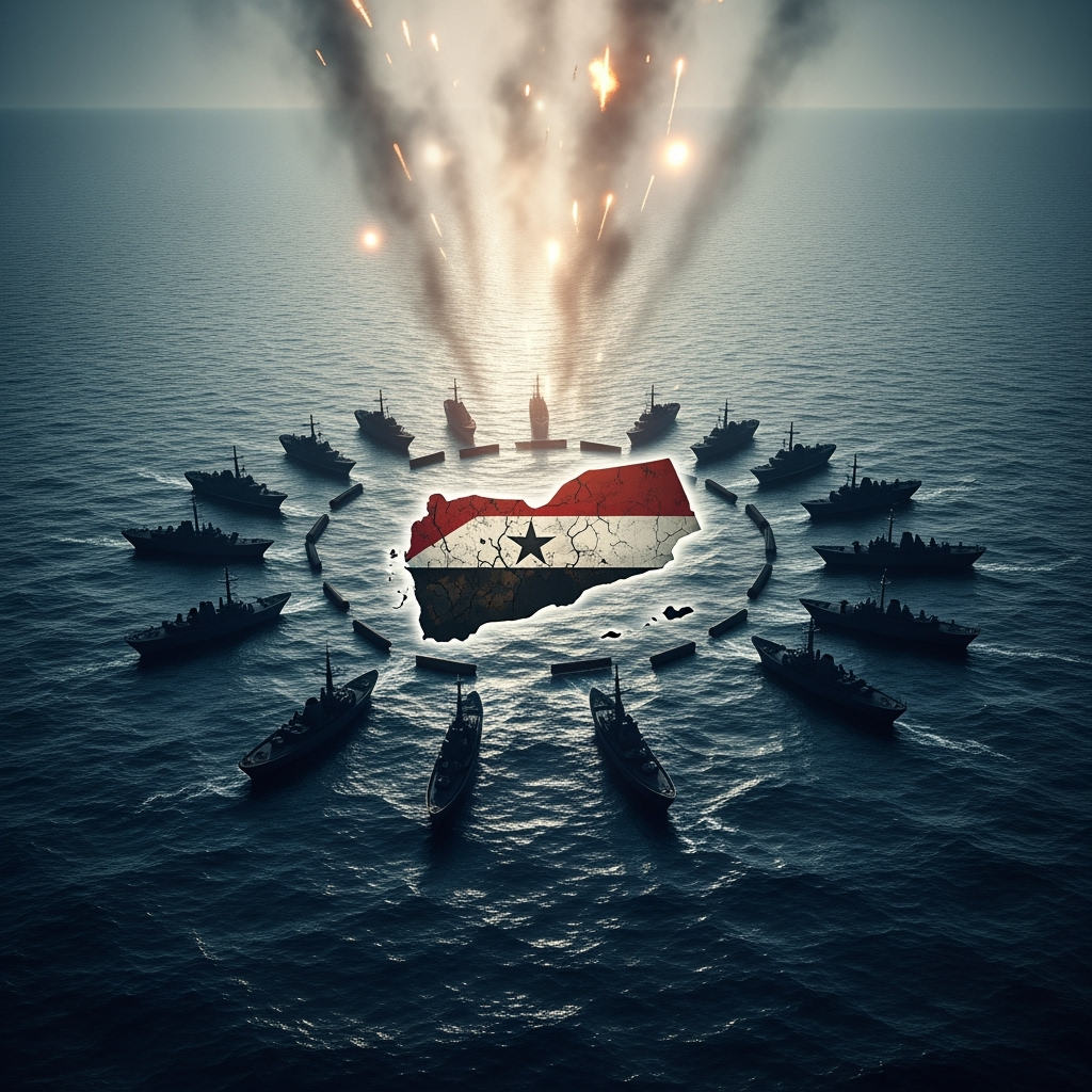 Illustration for: Israel's Blockade and Strikes on Yemen