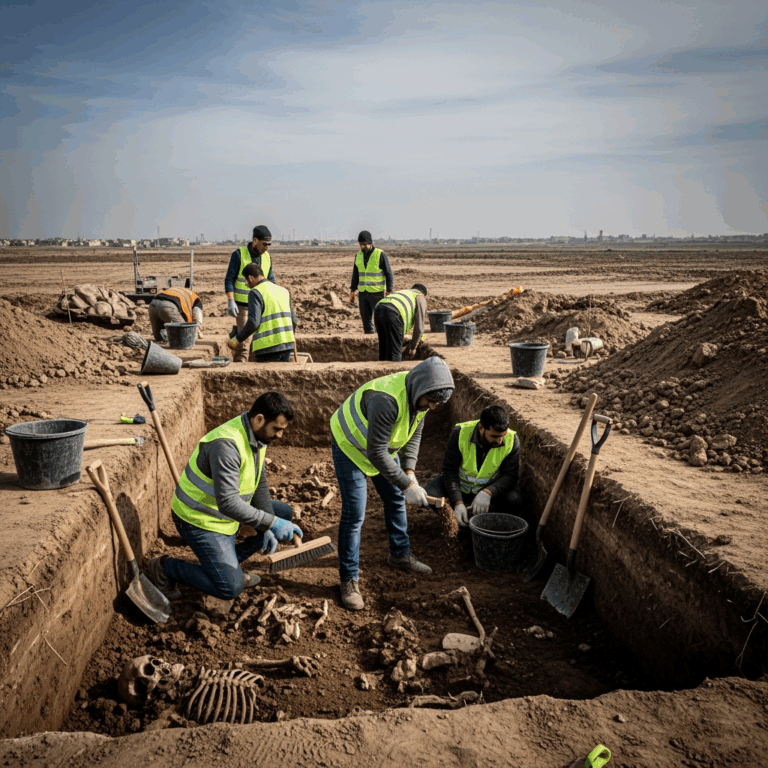 Illustration for: Excavation Begins at Mass Grave Near Mosul