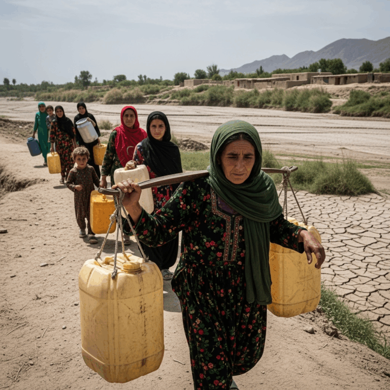 Illustration for: Water Crisis in Afghan Villages: Women's Struggles