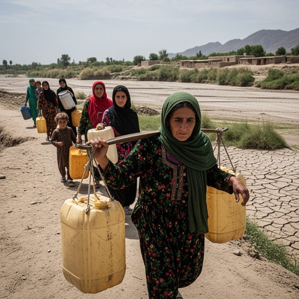 Illustration for: Water Crisis in Afghan Villages: Women's Struggles