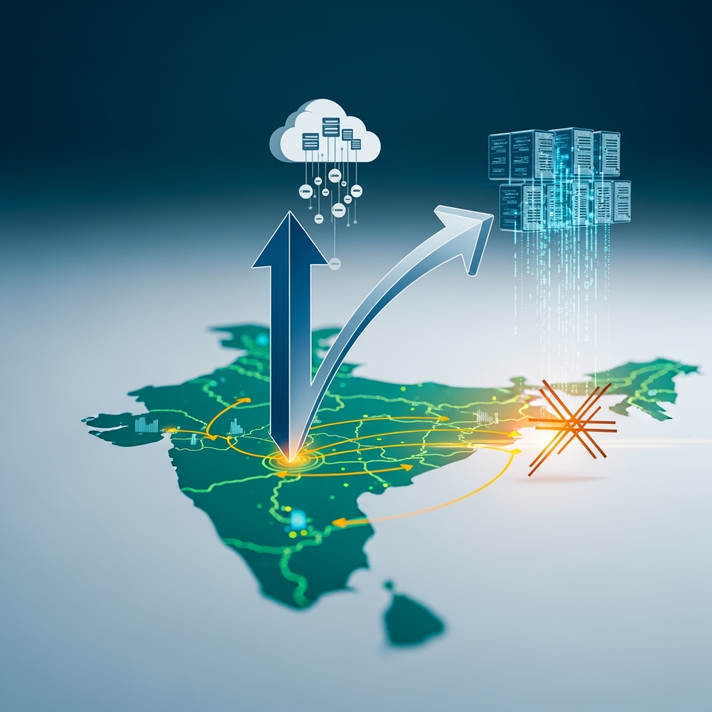 Illustration for: India's Export Strategy Amid US Tariffs & Cloud Market Growth