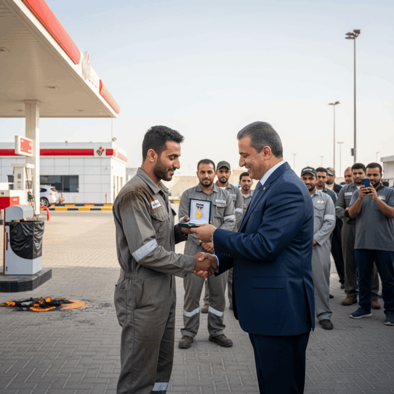 Illustration for: Saudi Hero Awarded for Averting Fuel Station Disaster