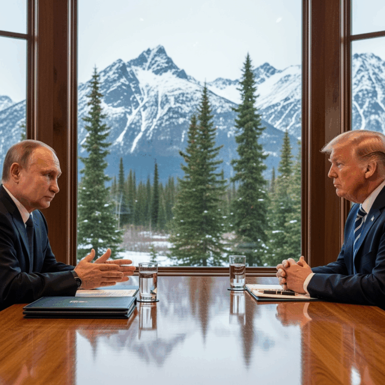 Illustration for: Putin-Trump Meeting in Alaska: Key Discussions