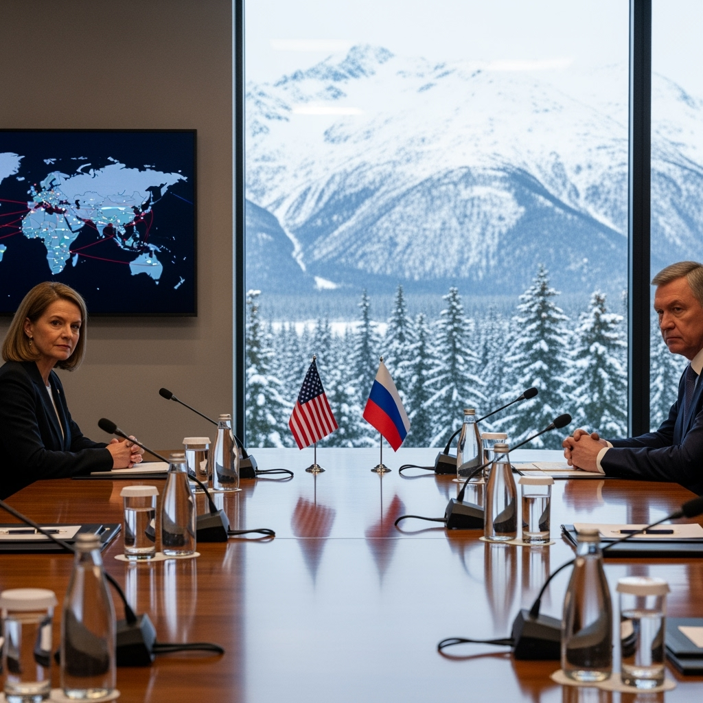Illustration for: Alaska Summit and Russia's Global Relations