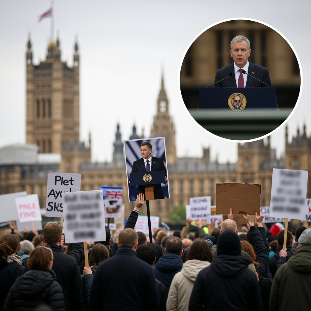 Illustration for: UK Pledges Asylum System Reform Amid Protests