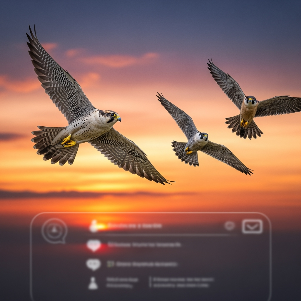 Illustration for: Falcons on a Flight Spark Social Media Debate