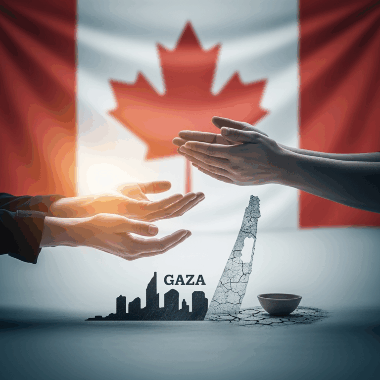 Illustration for: Canada Urges Aid for Gaza Amid Famine