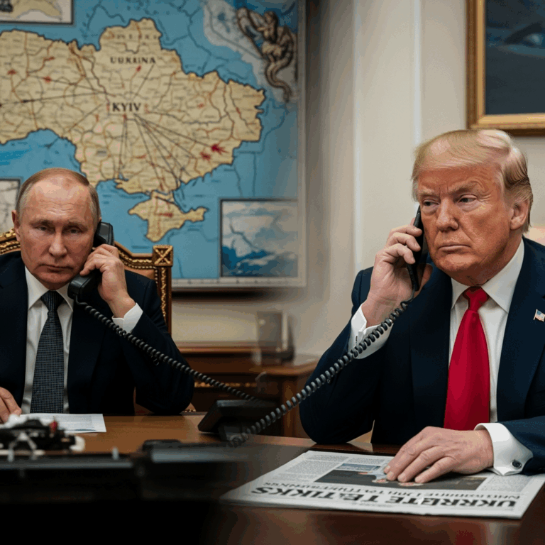 Illustration for: Putin and Trump's Phone Call on Ukraine Talks