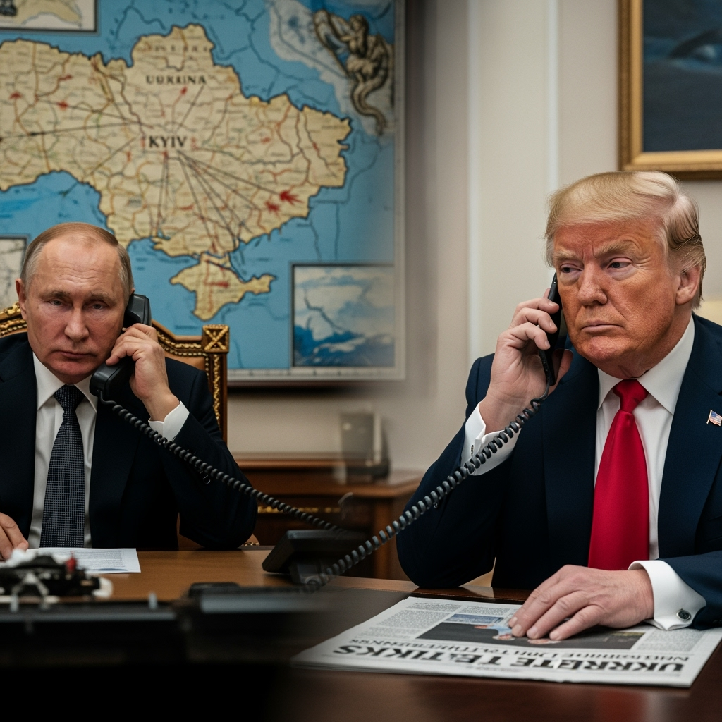 Illustration for: Putin and Trump's Phone Call on Ukraine Talks