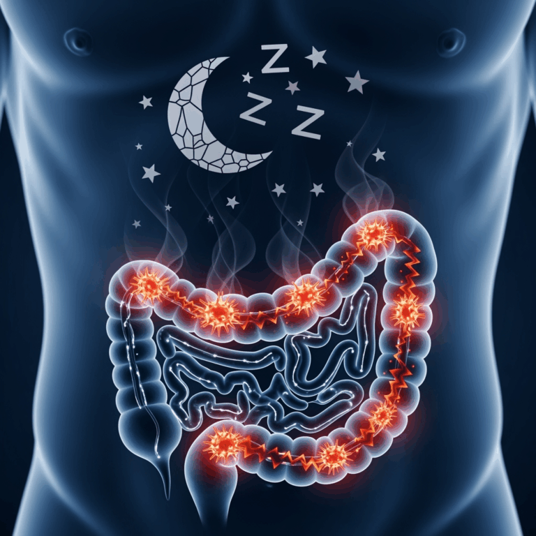 Illustration for: Gut Bacteria Imbalance Linked to Sleep Issues
