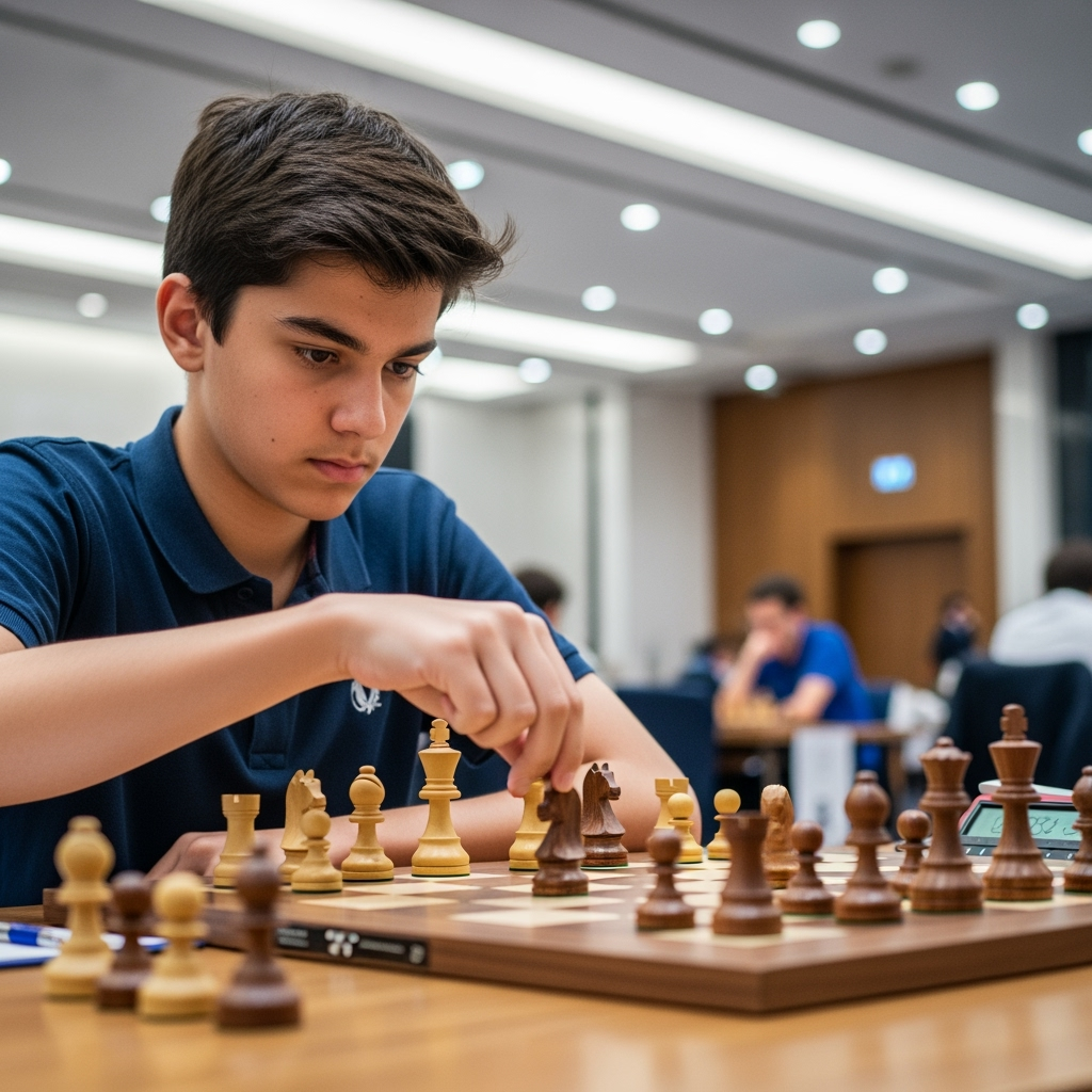 Illustration for: Teen Chess Prodigy Triumphs in Abu Dhabi Tournament
