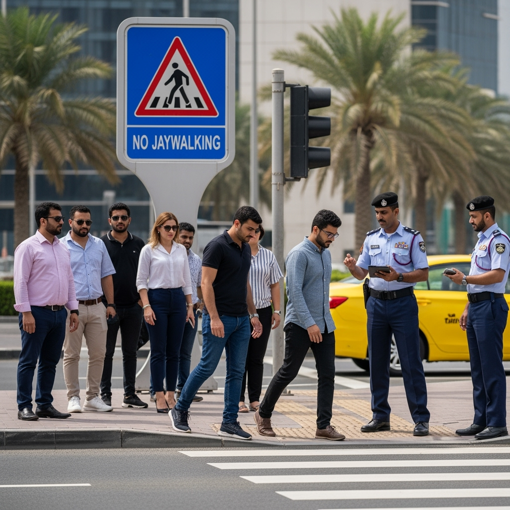 Illustration for: New UAE Jaywalking Laws: Fines and Penalties