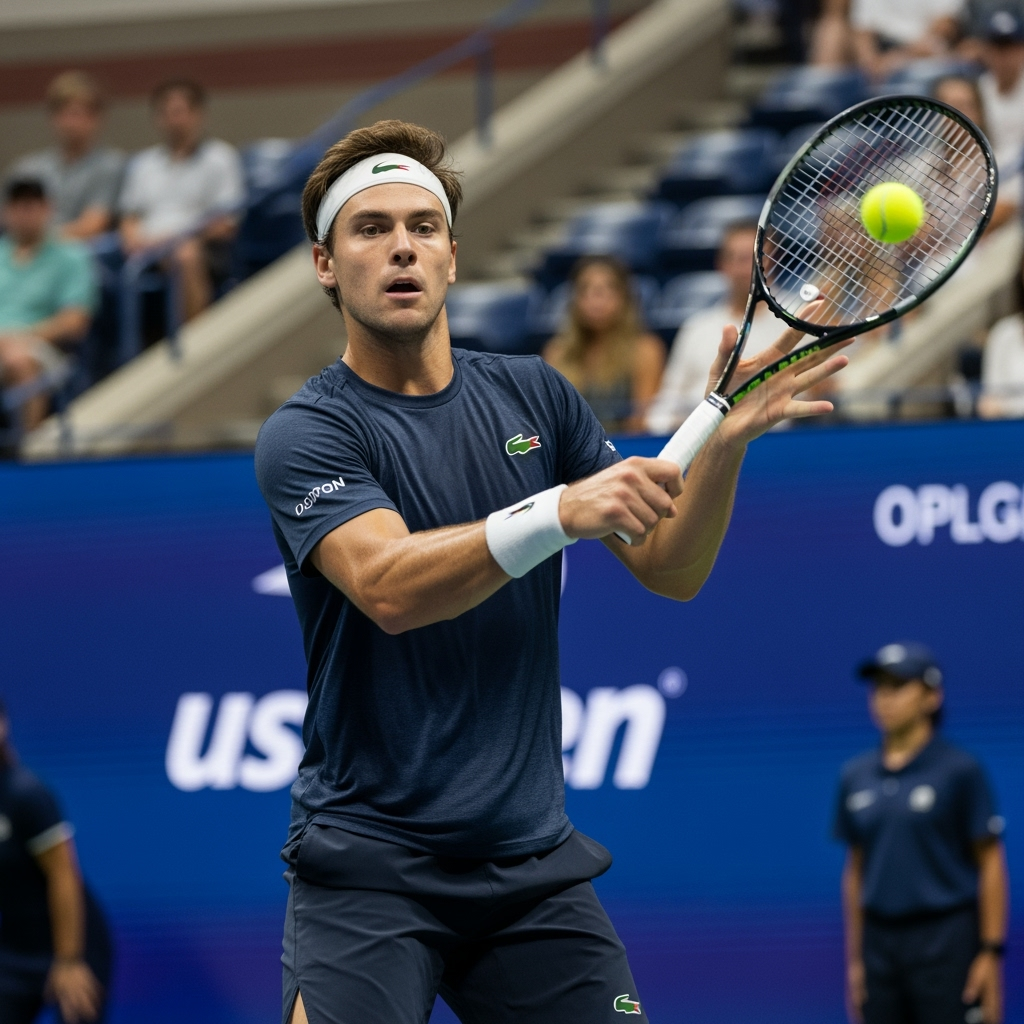 Illustration for: Shelton Advances Confidently in US Open First Round