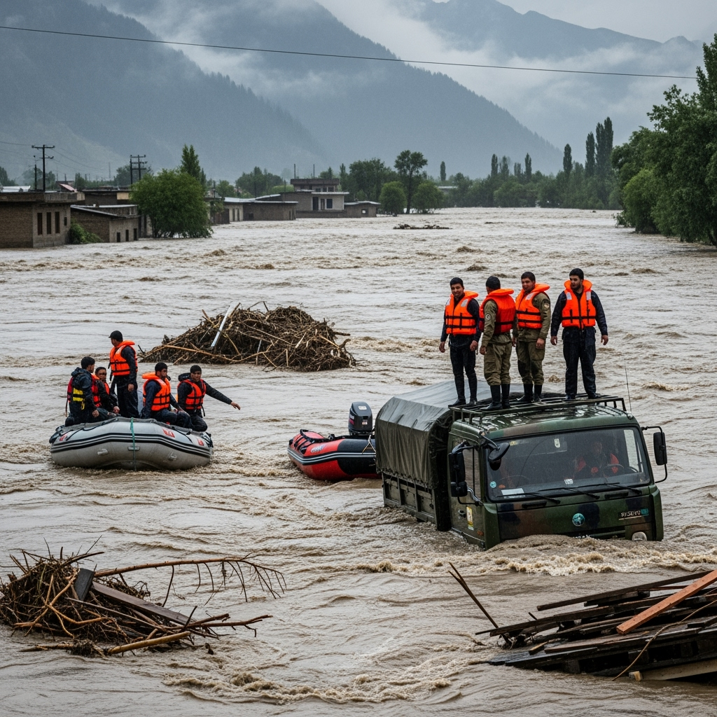 Illustration for: Devastating Floods Halt Rescues in Northern Pakistan