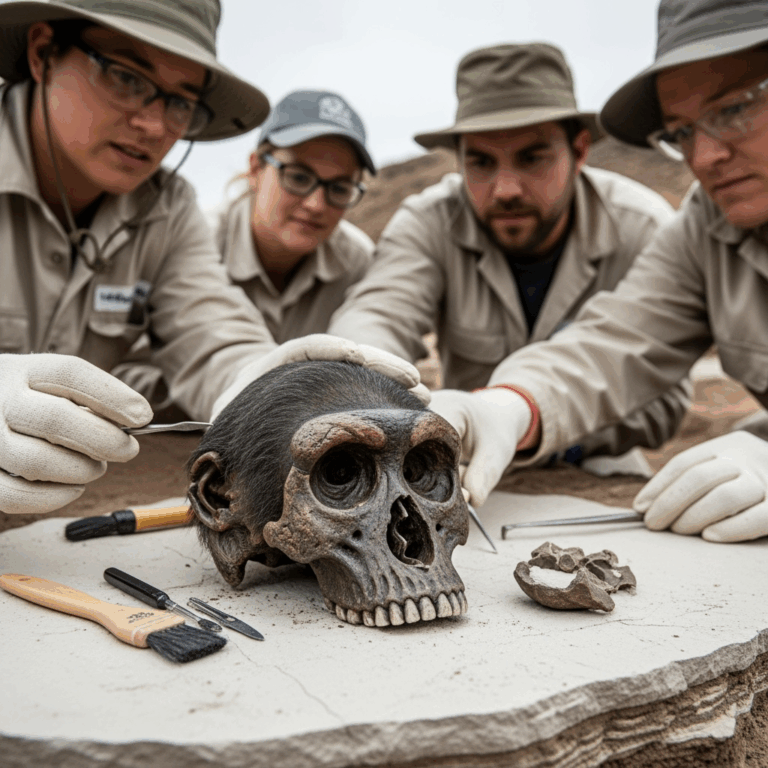 Illustration for: Unveiling Paranthropus Robustus Fossil Discoveries