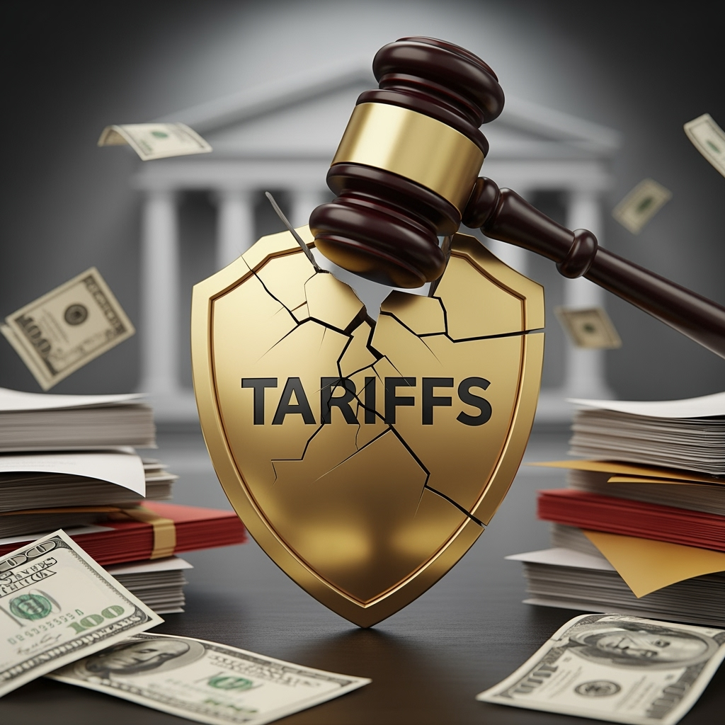 Illustration for: US Court Rules Trump's Tariffs Illegal, Tariffs Stay