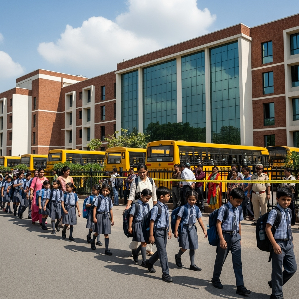 Illustration for: Delhi Schools Evacuated After Bomb Threats