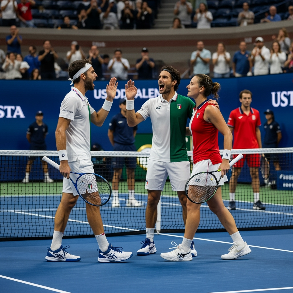 Illustration for: US Open Mixed Doubles: Italians Shine in Star-Studded Finale