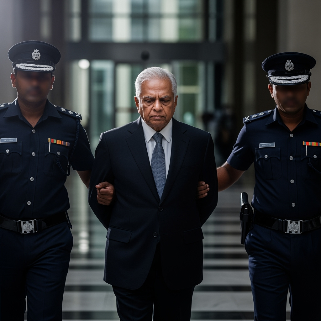 Illustration for: Former Sri Lankan President Arrested for Fund Misuse