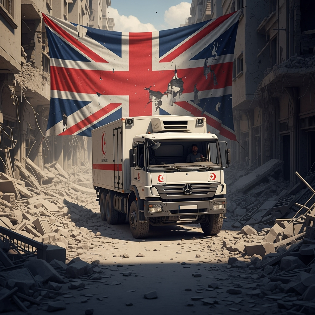 Illustration for: UK Urges Israel to Allow Humanitarian Aid into Gaza