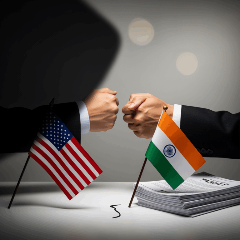 Illustration for: US-India Trade Talks Postponed, Tariffs Loom