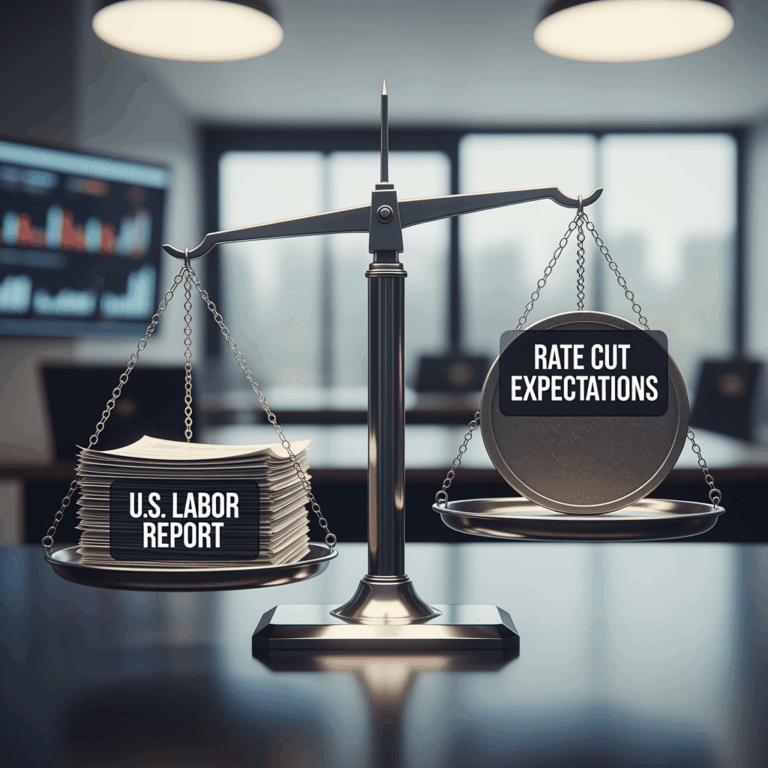 Illustration for: U.S. Labor Report to Test Rate Cut Expectations