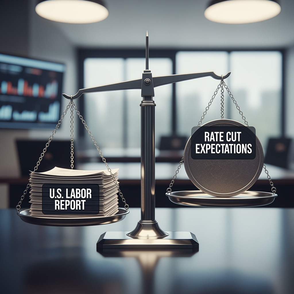 Illustration for: U.S. Labor Report to Test Rate Cut Expectations