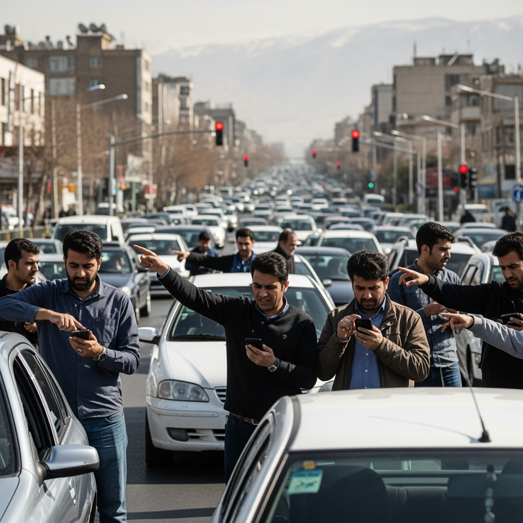 Illustration for: Tehran Drivers Struggle Amid GPS Disruptions