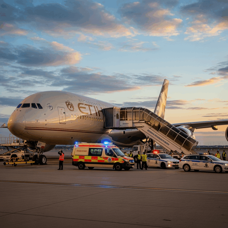 Illustration for: Etihad Flight Diverted for Medical Emergency