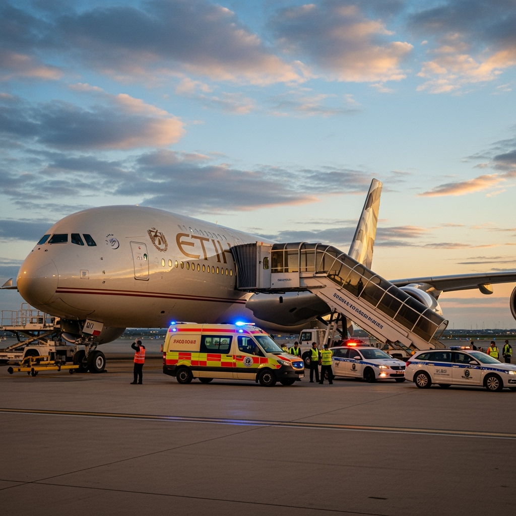 Illustration for: Etihad Flight Diverted for Medical Emergency
