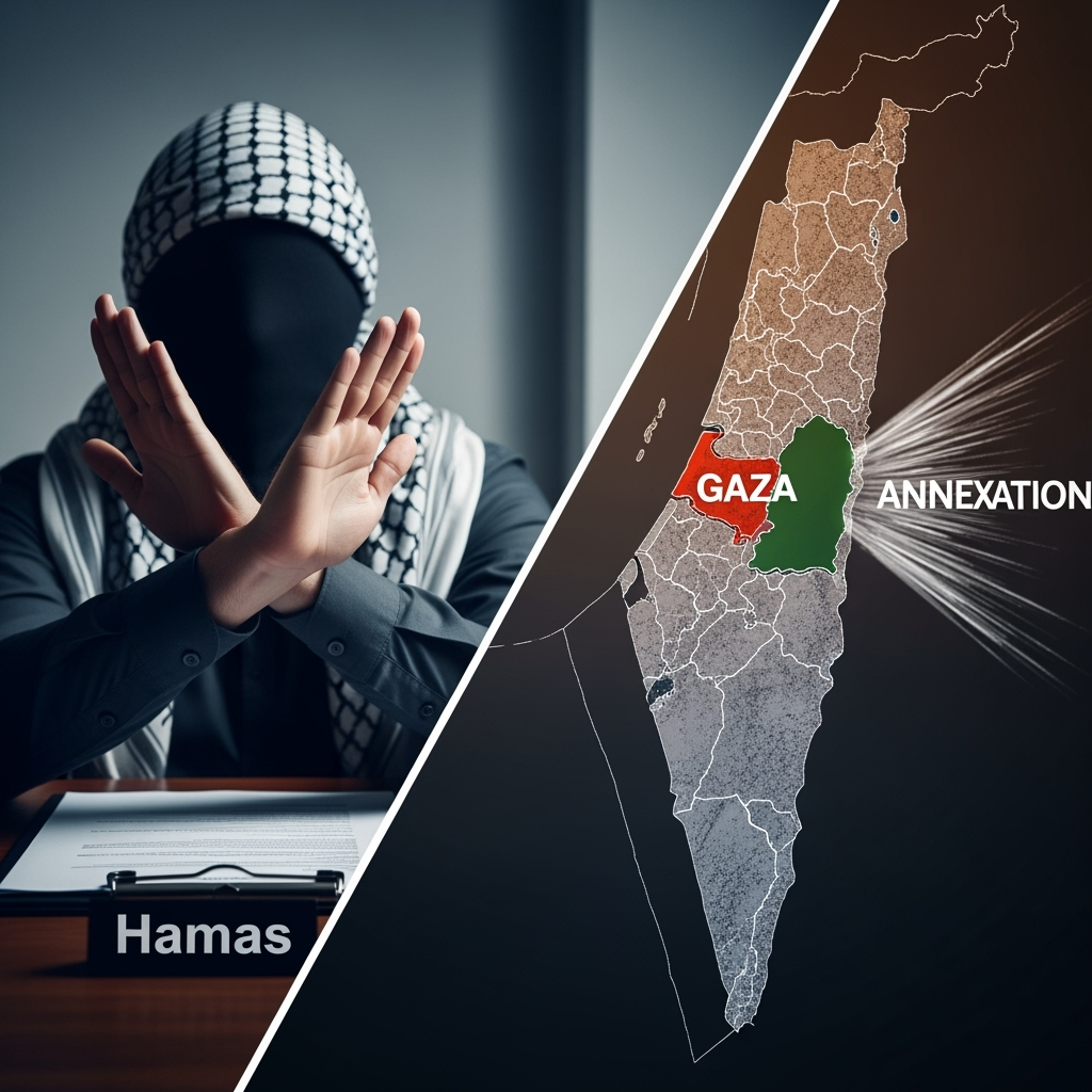 Illustration for: Hamas Refuses Deal Amid Calls for Gaza Annexation