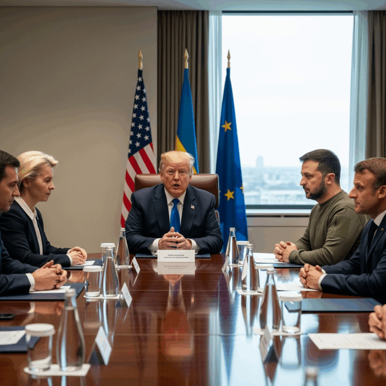 Illustration for: Trump Hosts Zelensky and EU Leaders in Meeting