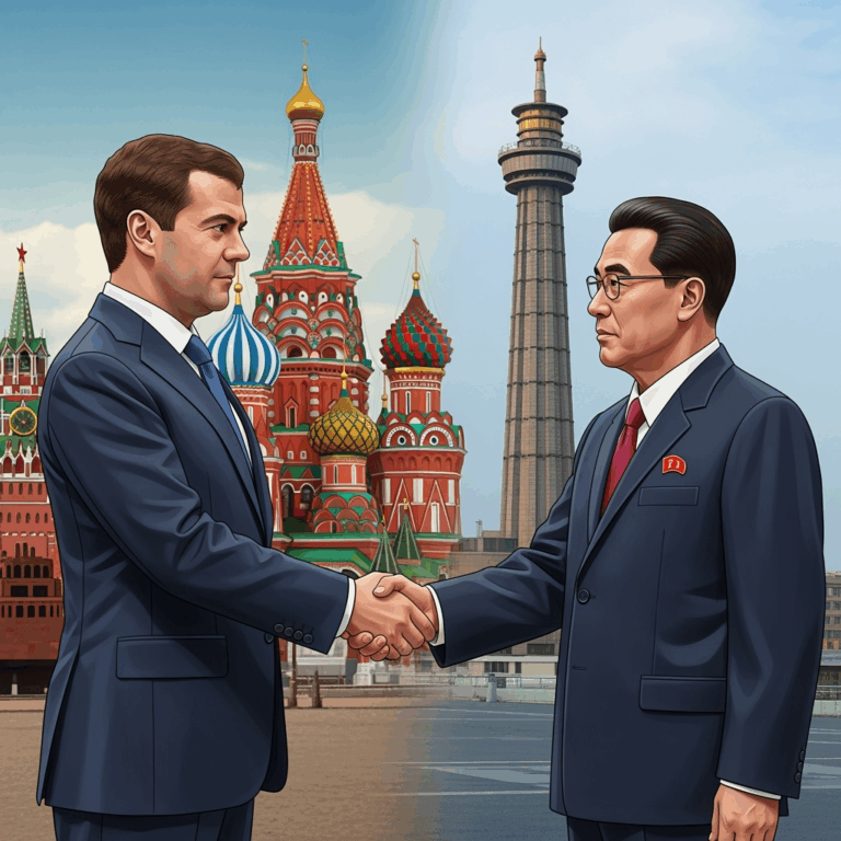Illustration for: Medvedev Praises Historical Ties with North Korea