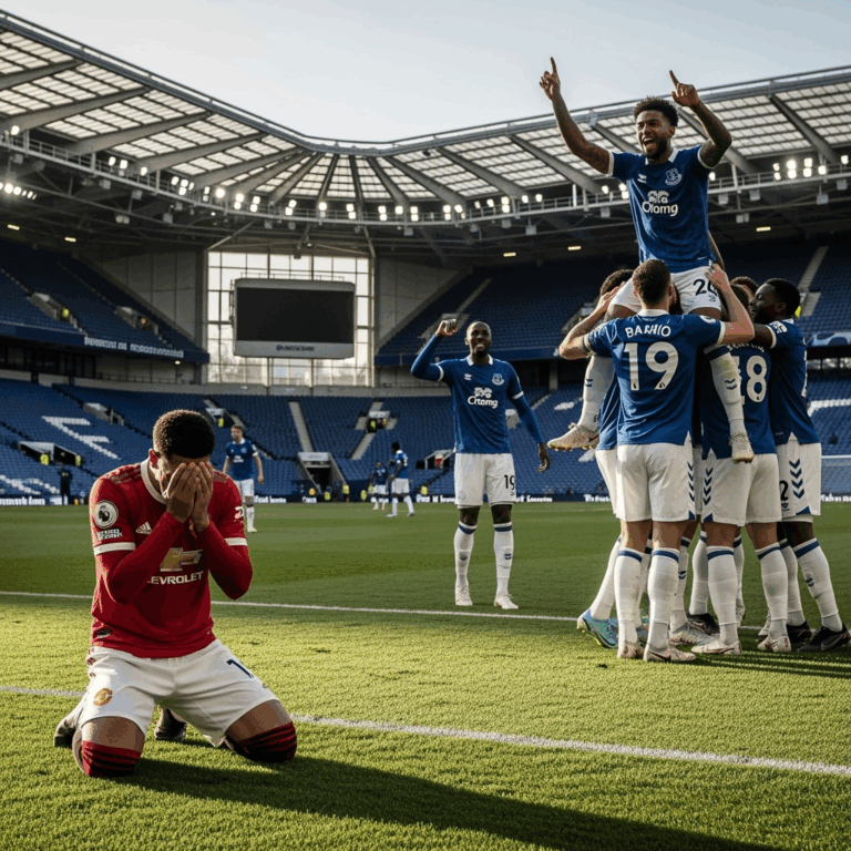 Illustration for: Manchester United Draw, Everton Triumph at New Stadium