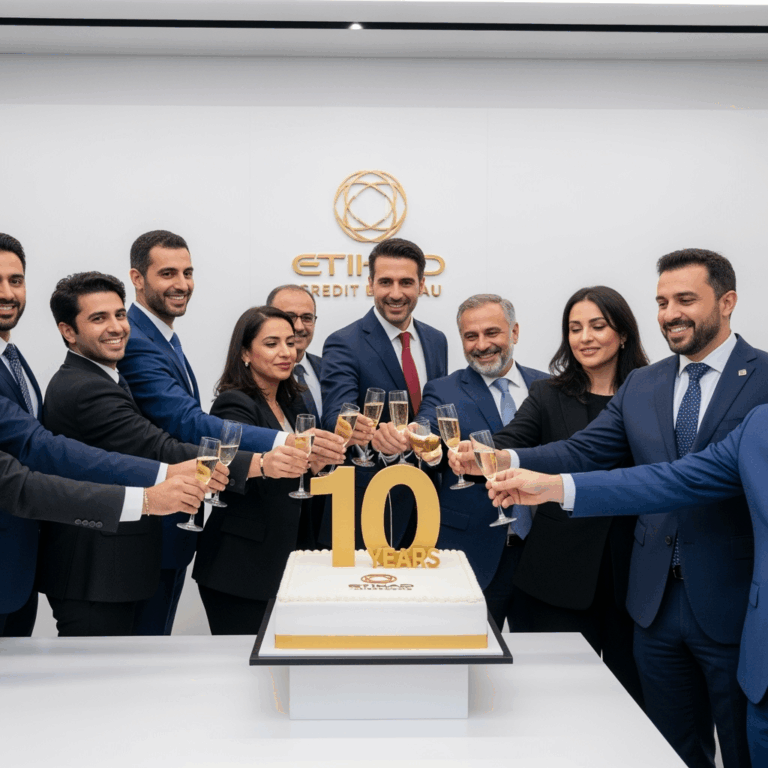 Illustration for: Etihad Credit Bureau's 10-Year Milestone Celebration