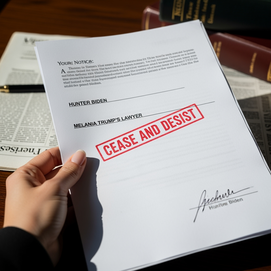 Illustration for: Melania Trump's Lawyer Sends Legal Notice to Hunter Biden