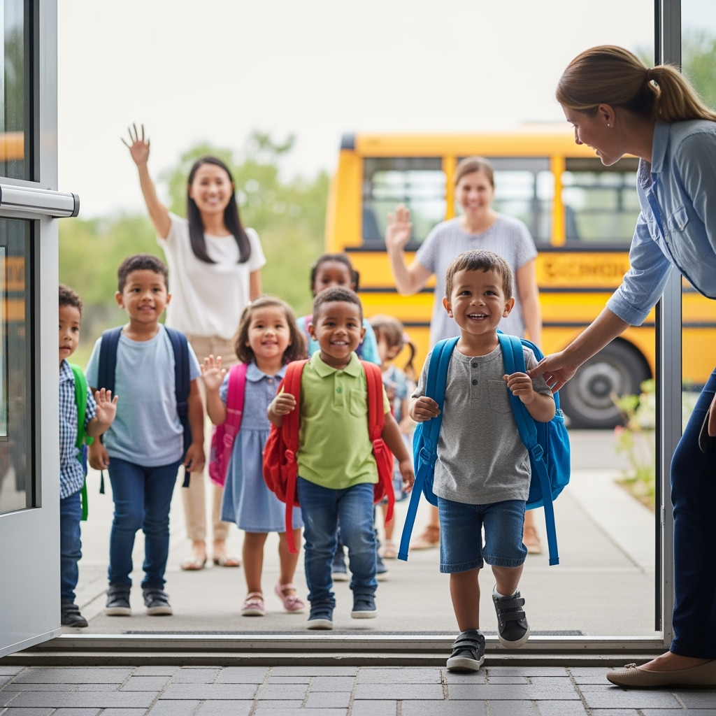 Illustration for: 3-Year-Old's Exciting First School Day