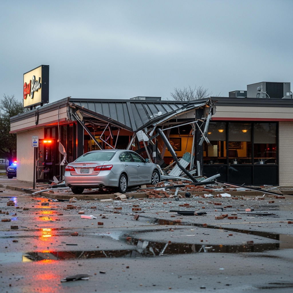 Illustration for: Car Crashes Into Houston Restaurant
