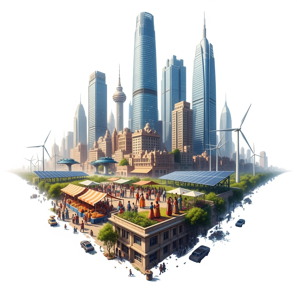 Illustration for: نهضة الهند: مزيج من النمو الاقتصادي والمسؤولية