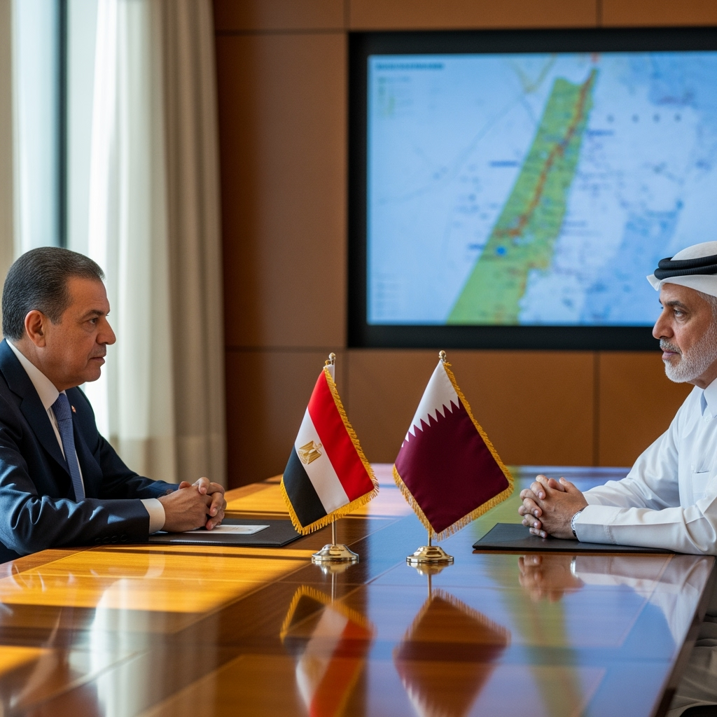 Illustration for: Egypt and Qatar Discuss Gaza Ceasefire