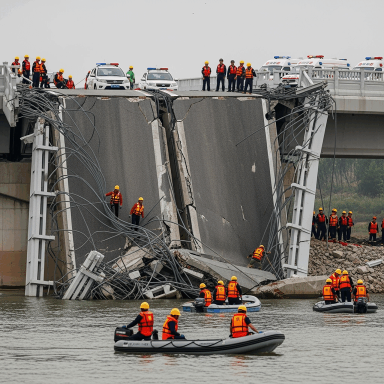 Illustration for: Bridge Collapse in China: 12 Dead, 4 Missing