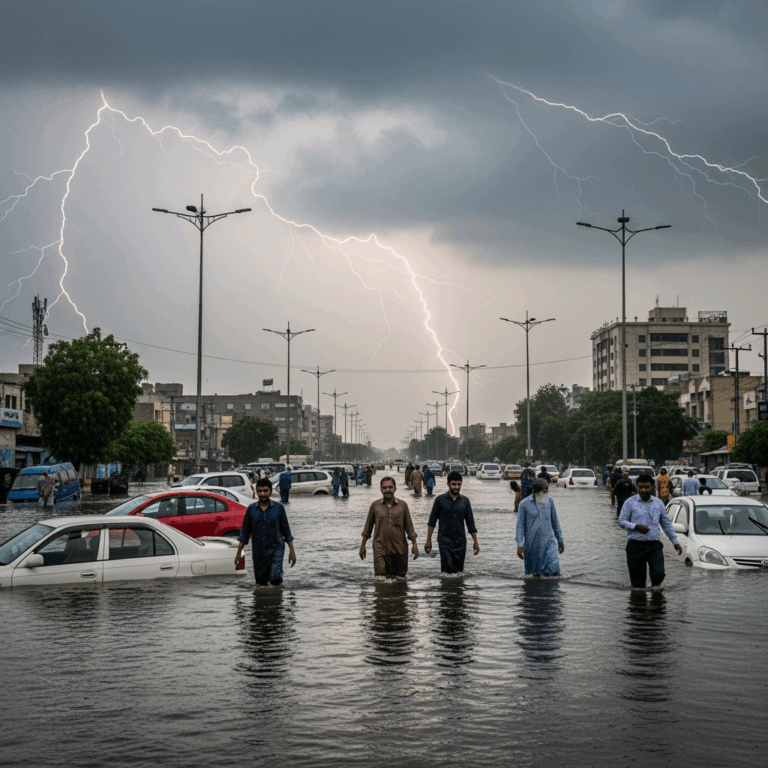 Illustration for: Karachi Struggles with Severe Monsoon Rains